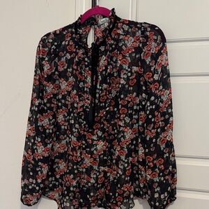 Crave Fame Black and Red Floral Blouse